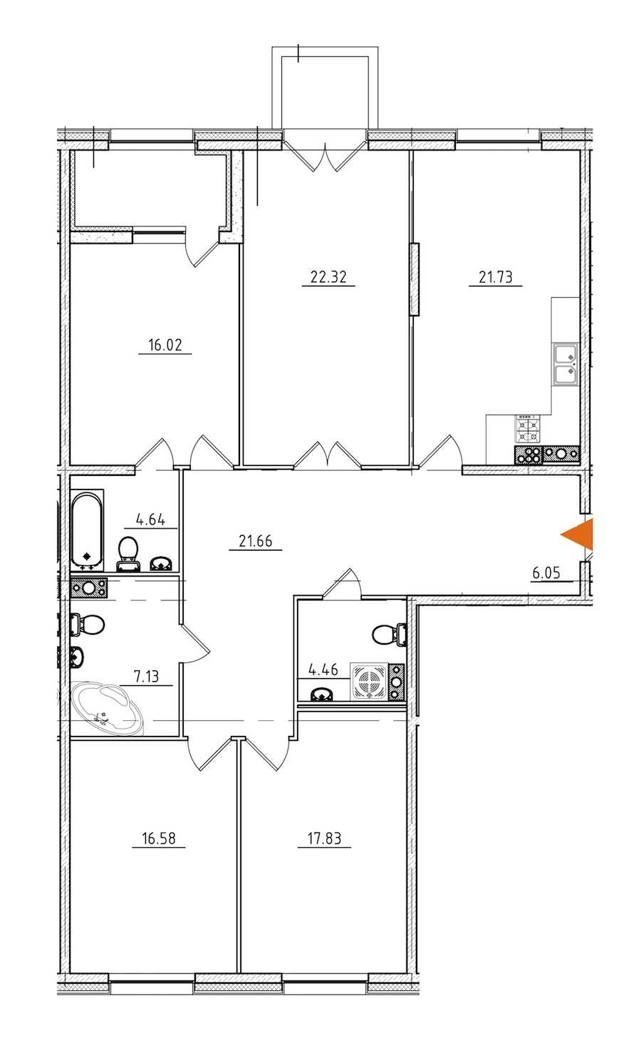 Четырехкомнатная квартира в : площадь 141.68 м2 , этаж: 6 – купить в Санкт-Петербурге